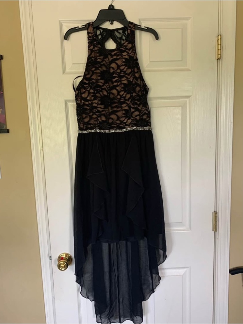 City Studio Black Lace Dress with Nude Lining